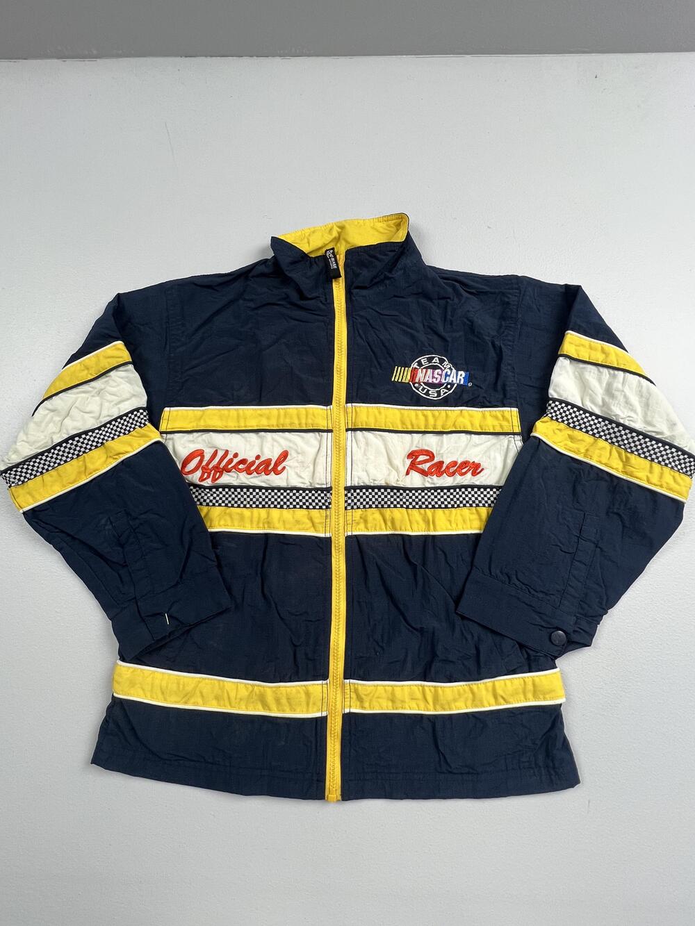 Vintage Team NASCAR Jacket Boys M Blue Official Racer Racing Chase Authentics